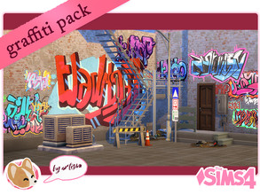Sims 4 — Graffiti Wall Decor Pack-REQUIRES GET TOGETHER by Artesim — Stick-on wall safe graffiti for your wall to wall