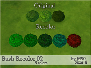 Sims 4 — M90 Bush Recolor 02 by Mircia90 — 5 new bush colors. Screen : Original - the first bush is from the build, the