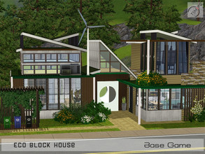Sims 3 — Eco Block House by timi722 — House from recycled concrete panels and blocks. Home for a small family. Water tank