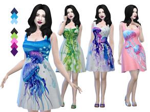 Sims 4 — Jellyfish Dress - Seasons needed by Naunakht — A vibrant jellyfish-themed dress for ocean lovers and mermaids