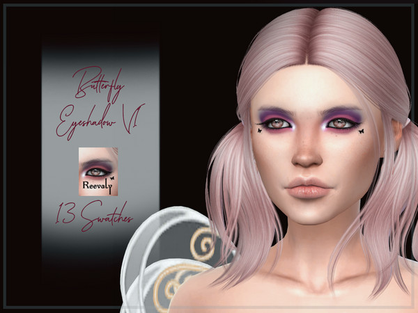 Sims 4 — Butterfly Eyeshadow V1 by Reevaly — 13 Swatches. Teen to Elder. For Female. Base Game compatible. Please do not