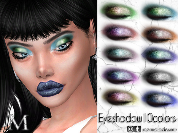 Sims 4 — Eyeshadow MM10 by Mermalade — 10 Swatches All ages For; Female