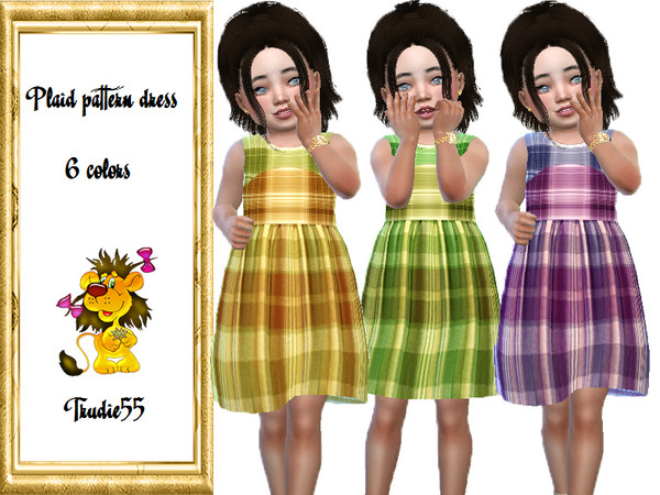 Sims 4 — Plaid pattern dress (Toddlers) by TrudieOpp — Plaid pattern dress in 6 plaid colors Needs stuff for toddlers