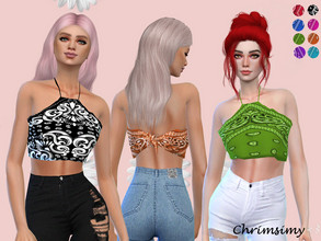 Sims 4 — Emily Scarf Top by chrimsimy — -female top -8 swatches -custom thumbnail -all LODs -normal and shadow map -hq