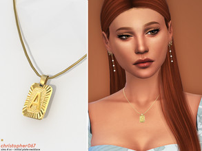 Sims 4 — Initial Plate Necklace / Christopher067 by christopher0672 — This is a vintage style letter plate necklace