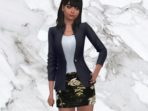 Sims 4 — Carla Skirt by INFAMOUSSIMS18 — Black mini skirt with floral embroidery 