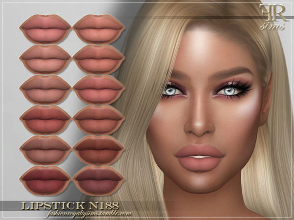 Sims 4 — Lipstick N188 by FashionRoyaltySims — Standalone Custom thumbnail 12 color options HQ texture Compatible with HQ