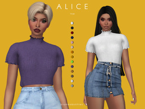 Sims 4 — ALICE | top by Plumbobs_n_Fries — New Mesh Wool Ruffled Edge Top HQ Texture Female | Teen - Elders 14 Swatches
