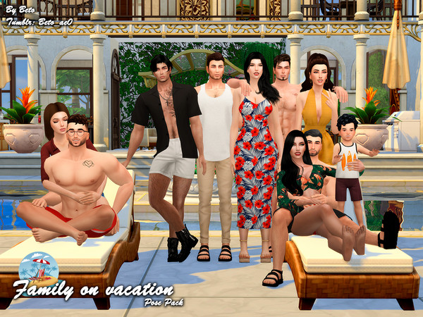 Sims 4 — Family on Vacation - Pose Pack by Beto_ae0 — Family vacation poses, hope you like them To use the poses you need