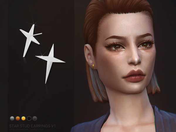 Sims 4 — Star stud earrings V1 by sugar_owl — - new mesh - base game compatible - all LODs - 5 swatches - HQ compatible -