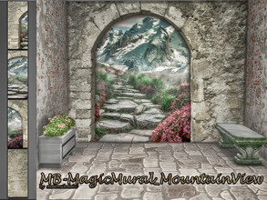 Sims 4 — MB-MagicMural_MountainView by matomibotaki — MB-MagicMural_MountainView, great view through an old archway,