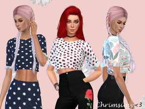 Sims 4 — Hannah Ruffle Top by chrimsimy — -female top -10 swatches -custom thumbnail -all LODs -normal and shadow map -hq