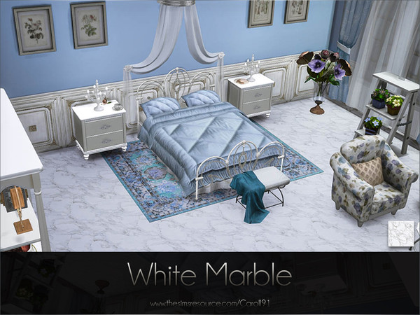 Sims 4 — White Marble by Caroll912 — A single recolour of marble-like floor in white and grey tones. Suitable for indoor