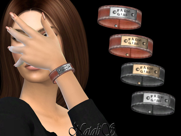 Sims 4 — NataliS_Farm girl bracelet by Natalis — Farm girl leather bracelet. FT-FA-FE 4 colors.