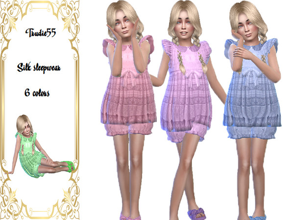 Sims 4 — Silk sleepwear (Seasons) by TrudieOpp — Silk sleepwear in 6 colors Need Seasons