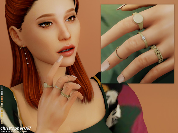 Sims 4 — Monet Rings / Christopher067 by christopher0672 — This a small ring set consisting of one chunky chain ring, one