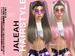 Sims 4 — LeahLillith Jaleah Hairstyle  by Leah_Lillith — Jaleah Hairstyle All LODs Smooth bones Custom CAS thumbnail