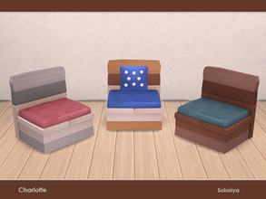 Sims 4 — Charlotte. Armchair by soloriya — Wooden armchair. Part of Charlotte set. 3 color variations. Category: Comfort