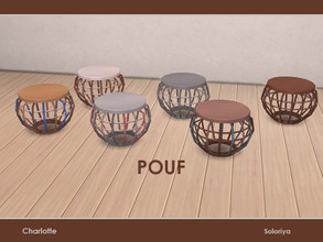 Sims 4 — Charlotte. Pouf by soloriya — Wooden pouf. Part of Charlotte set. 6 color variations. Category: Comfort - Chair