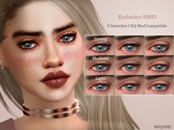 Sims 4 — Eyelashes NB03 by MSQSIMS — - Base Game - All Ages - Female/Male - 9 Swatches - 3 Different Strenghts I Strong /