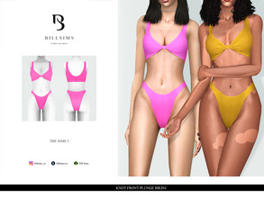 Sims 3 — Knot Front Plunge Bikini by Bill_Sims — YA/AF Swimwear Available for Maternity Recolorable - 1 Channel 2