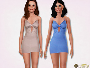 Sims 3 — Slinky Halterneck Keyhole Stretch Dress by Harmonia — 3 color. recolorable Please do not use my textures. Please