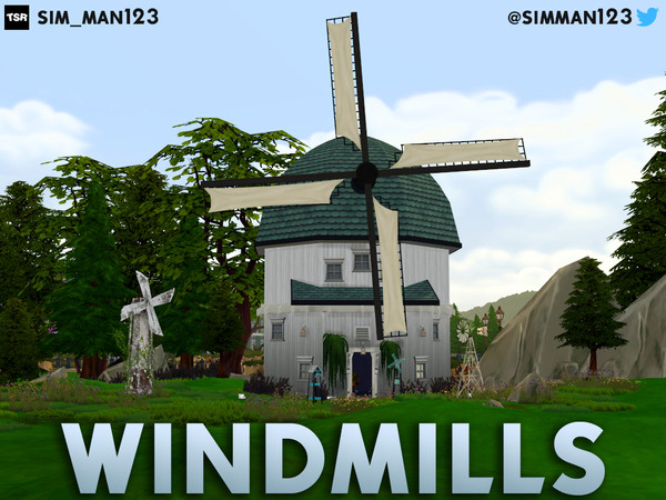 Sims 4 — Windmills - Eco Living Required by sim_man123 — A small assortment of various windmills in different styles than