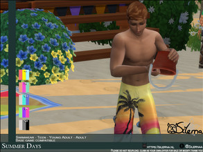 Sims 4 — Summer Days by Silerna — Amazing sunset/sundown trunks for the beaches! Can be worn as shorts too :3 -Basegame