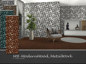 Sims 4 — MB-ModernMood_MetalWork by matomibotaki — MB-ModernMood_MetalWork, embossed metal stuctured wallpaper, comes in