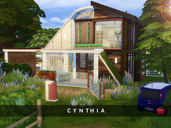 Sims 4 — Cynthia - small home - no cc by melapples — 2 bedroom eco friendly small home featuring a vertical garden for a