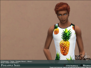 Sims 4 — Pineapple Skies by Silerna — Pineapple tank top for male sims -Basegame compatible -2 different colors