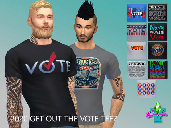 Sims 4 — SimmieV 2020 VOTE Teez by SimmieV — Need something fresh to wear to your next fundraiser, protest or even at the