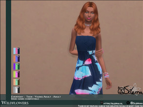 Sims 4 — Wildflowers by Silerna — Beautiful short A-line dress for everyday and other occassions -Basegame compatible -6