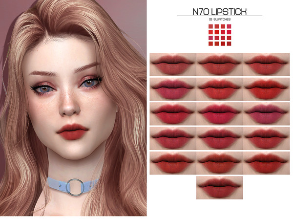 Sims 4 — LMCS N70 Lipstick (HQ) by Lisaminicatsims — -New Mesh -HQ Compatible -16 Swatches -All Skin