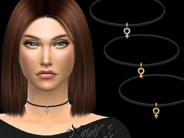 Sims 4 — NataliS_Venus leather choker by Natalis — Venus leather choker. FT-FA-FE 4 colors.