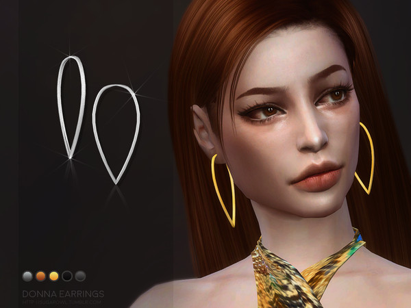 Sims 4 — Donna earrings by sugar_owl — Maxis match inverted drop earrings. - new mesh - base game compatible - all LODs -