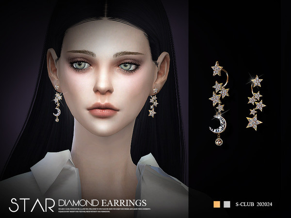 Sims 4 — S-Club ts4 LL EARRINGS 20224 by S-Club — Stars earrings, hope you like, thank you.