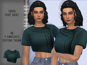 Sims 4 — Thora Crop Shirt by PlayersWonderland — Edited EA Mesh Custom thumbnail 4 swatches All LODs