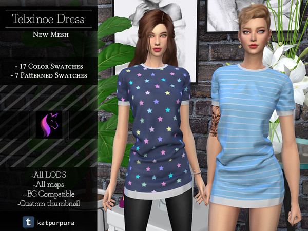 Sims 4 — Telxinoe Dress by KaTPurpura — A flannel that works as a dress or is it a dress that works as a flannel? Well,