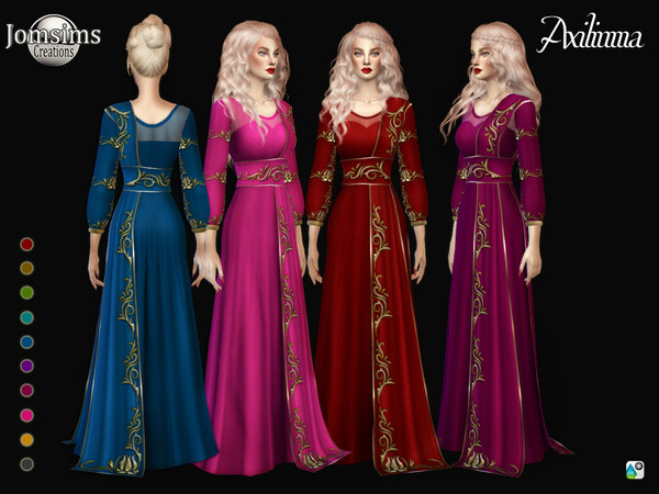 Sims 4 — Axilinma dress by jomsims — Axilinma dress Axilinma dress Sims 4 for her in 10 shades period style dress with