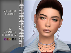Sims 4 — Mid Modern Earrings by PlayersWonderland — HQ New mesh Custom thumbnail 5 Swatches
