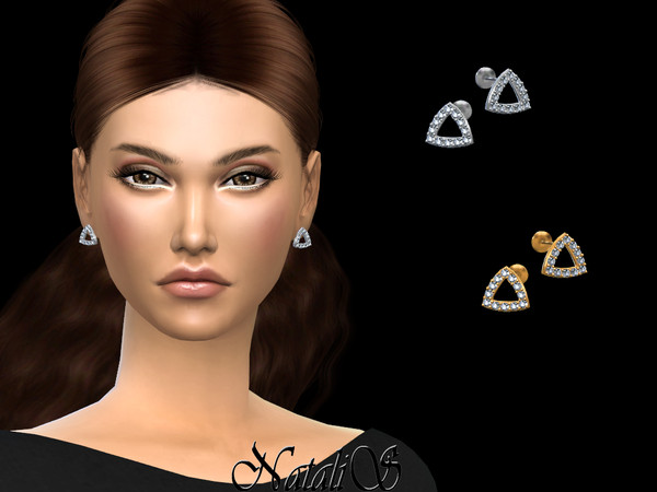 Sims 4 — NataliS_Open triangle halo stud earrings by Natalis — Open triangle halo stud earrings. FT-FA-FE 2 colors.