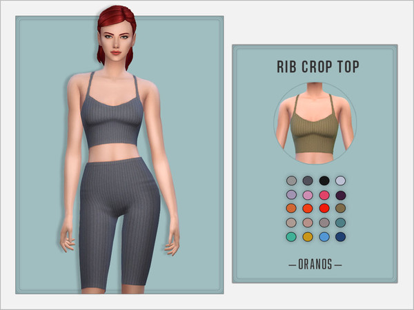 Sims 4 — Rib Crop Top by OranosTR — - New Mesh - All LODS - 20 Colors - HQ mode compatible - Normal map,Specular
