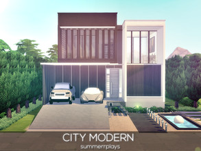 Sims 4 — City Modern  by Summerr_Plays — Modern home in Newcrest with one bedroom, one bathroom, and a backyard with a