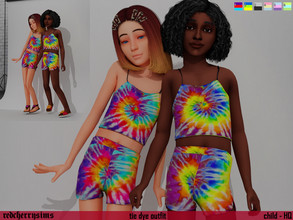 Sims 4 — Tie Dye Outfit  by redcherrysim — 100 % new mesh, comes in all lods and it HQ mod ready. 