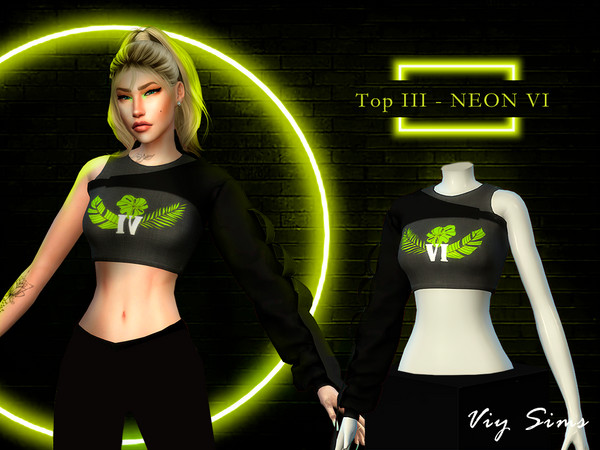 Sims 4 — Top III - NEON VI by Viy_Sims — New Mesh!! 5 colors Compatible with HQ mode Hope You Enjoy!!