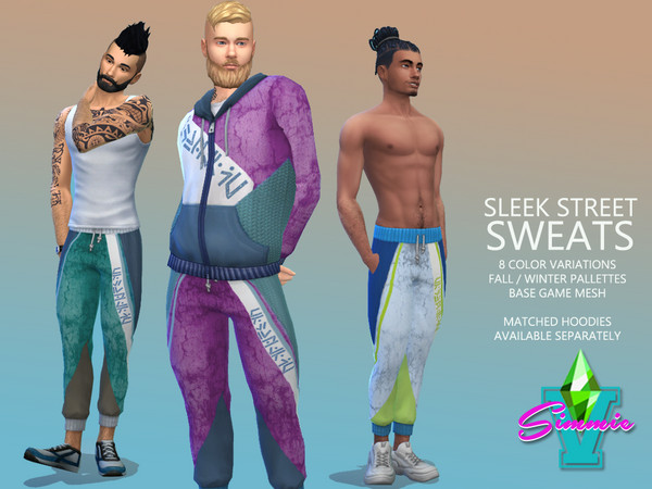 Sims 4 — SimmieV Sleek Street Sweats by SimmieV — A total makeover for a base game sweat pant is what you have in store.