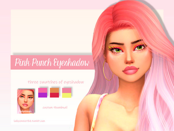 Sims 4 — Pink Punch Eyeshadow by LadySimmer94 — BGC 3 swatches Custom Thumbnail (as seen on the ad) Teen / Elder Male /