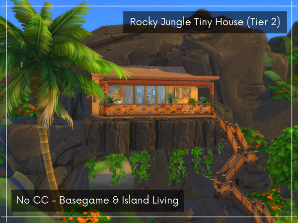 Sims 4 — Rocky Jungle Tiny House - no CC - Basegame & Island Living by Alenna2 — This Tier 2 Tiny Home is not for