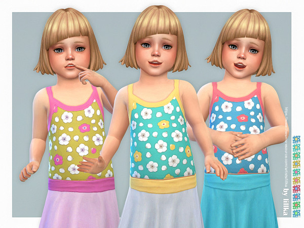 Sims 4 — Daisy Top by lillka — Daisy Top for Toddler Girls 10 swatches Base game compatible Custom thumbnail Skirt from